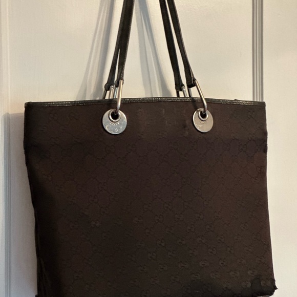 Vintage Gucci Black Fabric Handbag with Polished Chrome Hardware - Picture 2 of 16